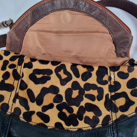 The Sak Tricolor Animal Hair Print Leather Slouchy Crossbody Hobo Adjustable Bag - Picture 8 of 13